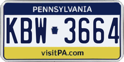 PA license plate KBW3664