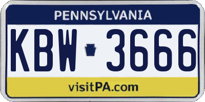 PA license plate KBW3666