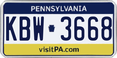 PA license plate KBW3668