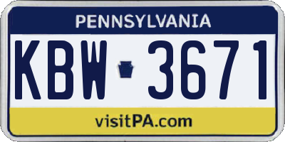 PA license plate KBW3671