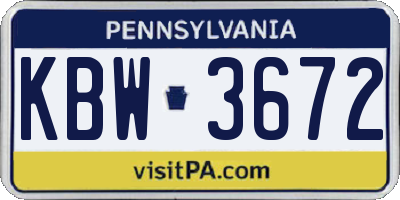 PA license plate KBW3672