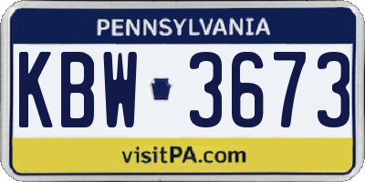 PA license plate KBW3673
