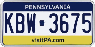 PA license plate KBW3675