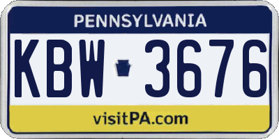 PA license plate KBW3676