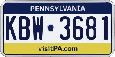 PA license plate KBW3681