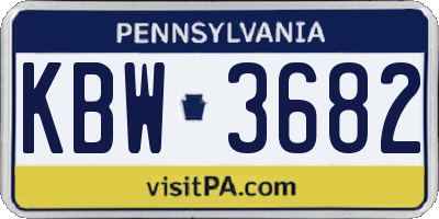 PA license plate KBW3682