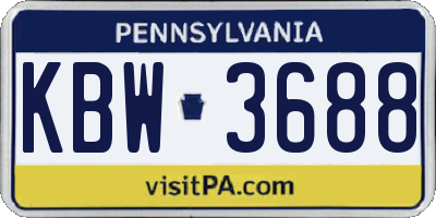 PA license plate KBW3688