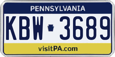 PA license plate KBW3689