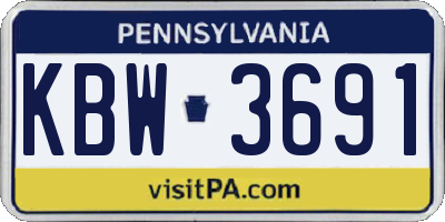 PA license plate KBW3691