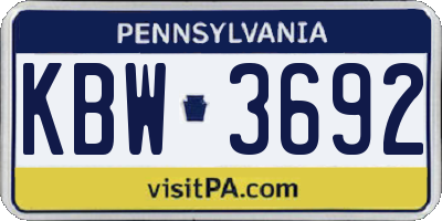 PA license plate KBW3692