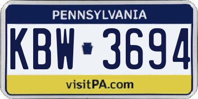 PA license plate KBW3694