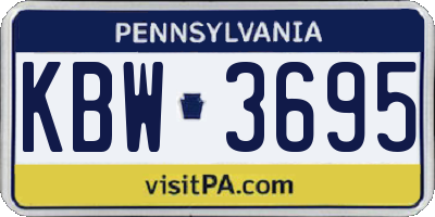 PA license plate KBW3695