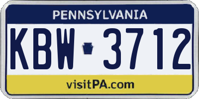 PA license plate KBW3712