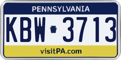 PA license plate KBW3713