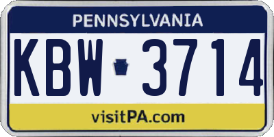 PA license plate KBW3714