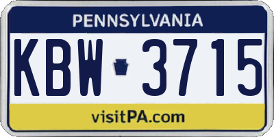 PA license plate KBW3715