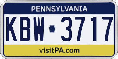PA license plate KBW3717