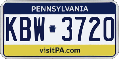 PA license plate KBW3720