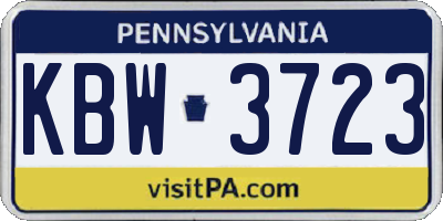 PA license plate KBW3723