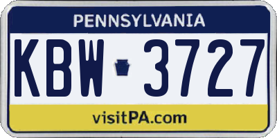 PA license plate KBW3727