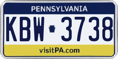 PA license plate KBW3738
