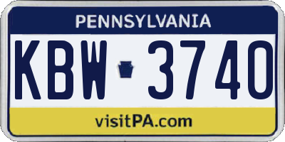 PA license plate KBW3740