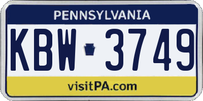 PA license plate KBW3749