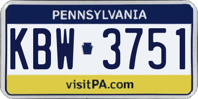 PA license plate KBW3751