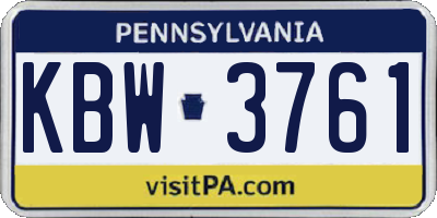 PA license plate KBW3761