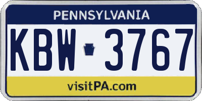PA license plate KBW3767