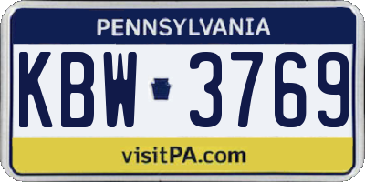 PA license plate KBW3769