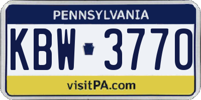 PA license plate KBW3770