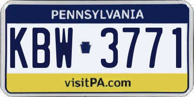 PA license plate KBW3771