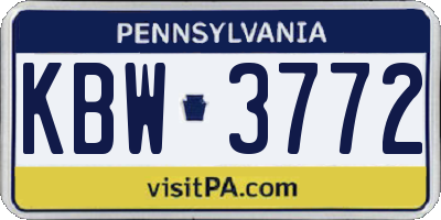 PA license plate KBW3772