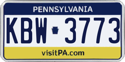 PA license plate KBW3773