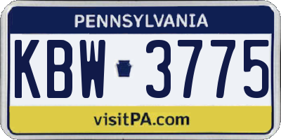 PA license plate KBW3775