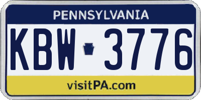 PA license plate KBW3776