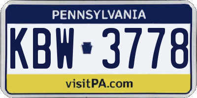 PA license plate KBW3778