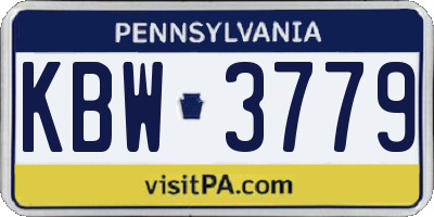 PA license plate KBW3779