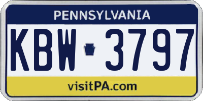 PA license plate KBW3797