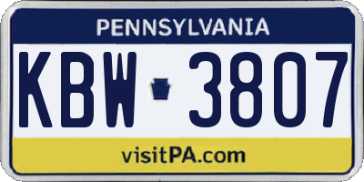 PA license plate KBW3807
