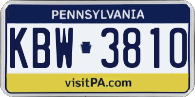 PA license plate KBW3810