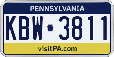 PA license plate KBW3811