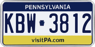 PA license plate KBW3812