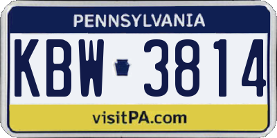 PA license plate KBW3814