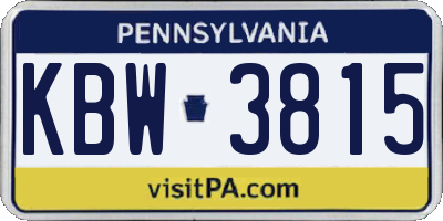 PA license plate KBW3815