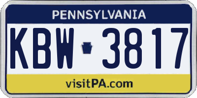 PA license plate KBW3817