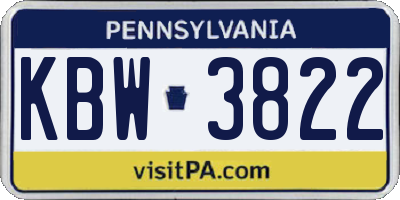 PA license plate KBW3822