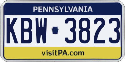 PA license plate KBW3823