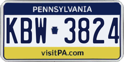 PA license plate KBW3824